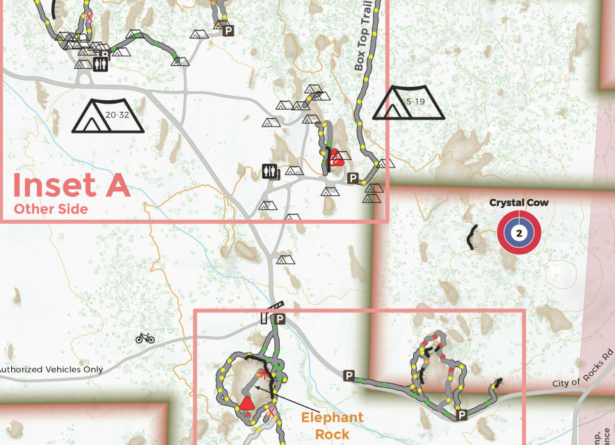 Five Rocks Map City of Rocks & Castle Rocks - A Climber's Map
